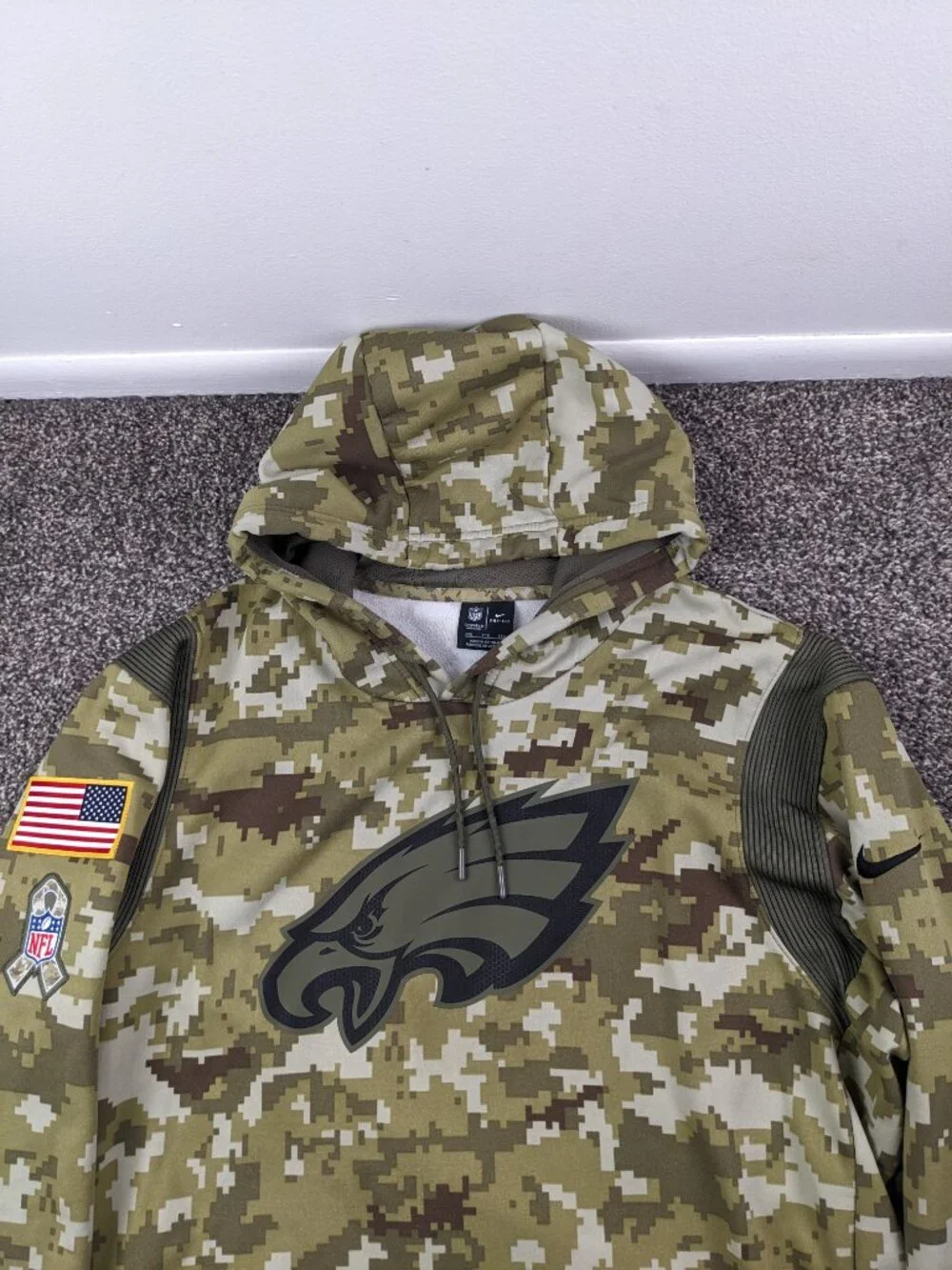 2021 Philadelphia Hoodie Mens 2XL Nike Salute to Service Sweatshirt On Field Cam